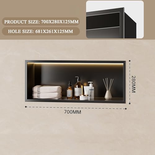 Niche de douche LED encastrée meuble horizontal blanc étagère murale