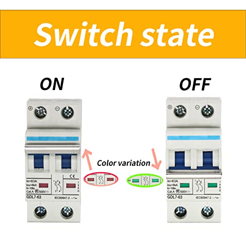 2 Pole Dc Miniature Circuit Breaker, 500V 63 Amp Dc Breaker Solar Disconnect Switch For Solar Panel System #TOP4
