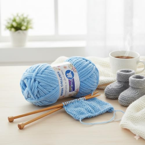 Image of ProKart Premium Blankie Wool,| Blanket Thick /Mottu Yarn Ball Suitable for Hand Knitting and Crocheting for Baby, Adult, Blankets (Aqua Blue, 100gms x 1 Pack)