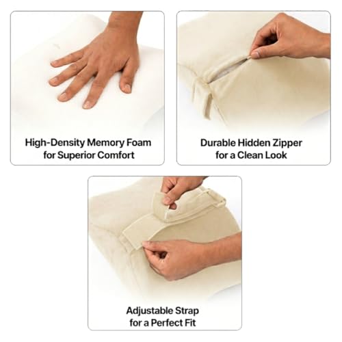 Image of Relaxer Office Chair Neck Rest | Ergonomic Cervical Neck Support Cushion for Office, Gaming & Study Chair | Relieves Neck Pain, Shoulder Tension & Desk Fatigue | Adjustable Strap (Beige)