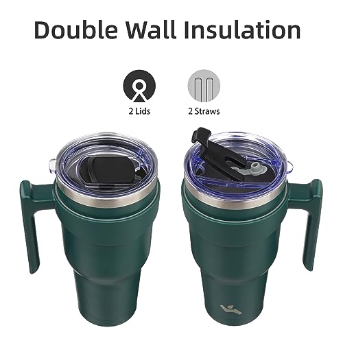 Image of Konokyo 40 oz Tumbler with Handle and Straw, Insulated Travel Mug