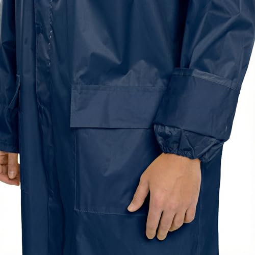 BWOLF POSEIDON Arbeitsmantel Regenmantel Herren Regenmantel Wasserdichte Lange Regenjacke Outdoor Wiederverwendbare Regenbekleidung mit Kapuze (Blau, 3XL)