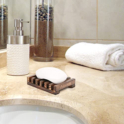Anwenk Wooden Soap Dish Soap Saver Holder Soap Tray For Bathroom Shower Rectangular Sink Drainer Hand Craft For Soap,Sponges And More (1Pack) #TOP2