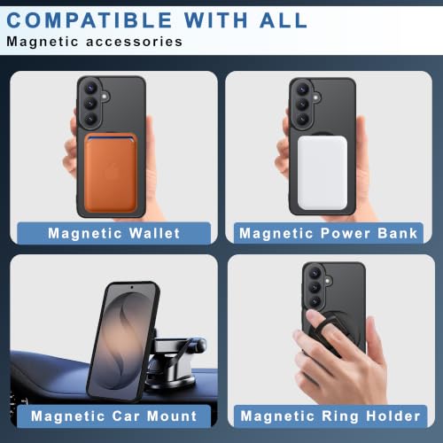 Image of CEDO Magnetic Cover for Samsung Galaxy S26 Plus | Compatible with MagSafe Wireless Charging | Matte Black Case Designed with Magnetic Lock Shockproof Edge Protection Backcover (Translucent Black)