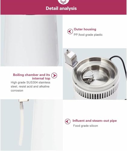 4L 750W Water Distiller - Home Purification and Alcohol Distillation Machine with Stainless Steel Inner and Adjustable Temperature, 1L/H - Image 5