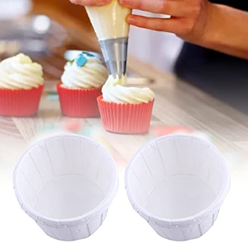 WPKD BLUEIY 100 Pièces Caissettes Cupcake,Tasses de Papier de Cuisson,Moules à Muffin en Papier,pour Cuisson à Domicile Fête Mariage (Blanc,5x3,8x3cm,102g)