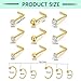 Gotumo 20G Nose Rings Titanium Nose Studs Cubic Zirconia L Shaped Nose Piercing Jewelry Hypoallergenic Nose Rings Studs for Women Men 15pcs set Gold(L)