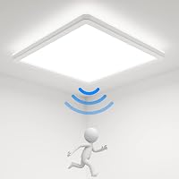 Peasur LED Mennyezeti Lámpa Mozgásérzékelővel 20W 5000K Fehér Négyzet Alakú Modern Beltéri Világítás Lépcsőház Folyosó Garázs 1