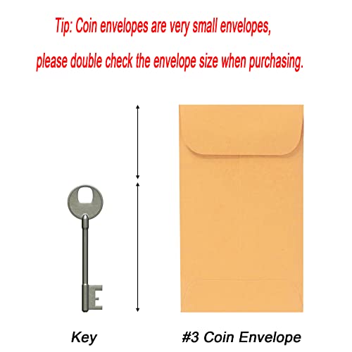 Xxcxpark 500 Pcs #3 Coin Envelopes, 2-1/2” X 4-1/4” Inches Brown Kraft Envelopes Classic Small Parts Envelopes With Self Adhesive Gummed Flap For Coins, Cash, Credit Cards, Seeds #TOP1