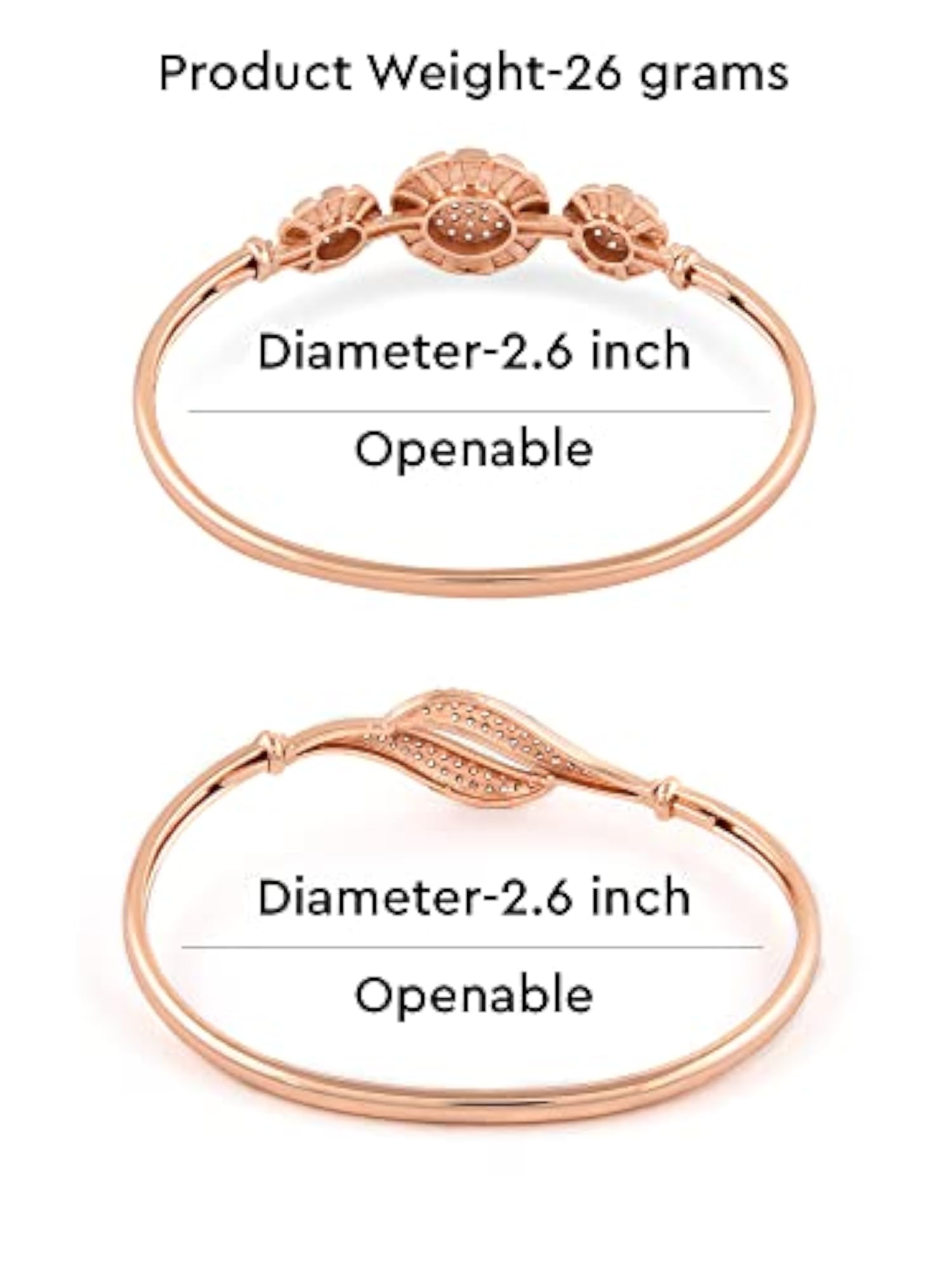 2 CZ Brass Kada Style Bracelet For Women