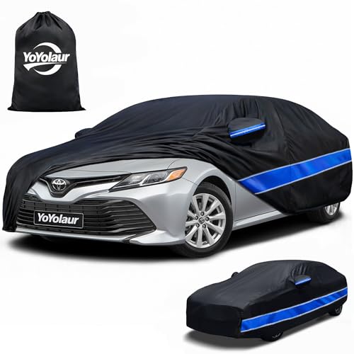 Car Cover Compatible with Camry 10-Layer Car Cover Waterproof All Weather Full Exterior Cover with Cotton Lining Sun Rain UV Dust Snow Protection with Door Zipper Fit for Camry 1996-2025