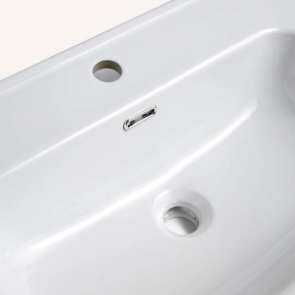 Lavabo De Porcelana Para Baño rectangular 81 cm x 46 cm COS acabado blanco brillo fabricado en porcelana
