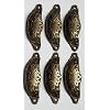 2 Antique Brass Ornate Apothecary Cabinet Drawer Cup Pull Handles - Victorian Style, 3.5"