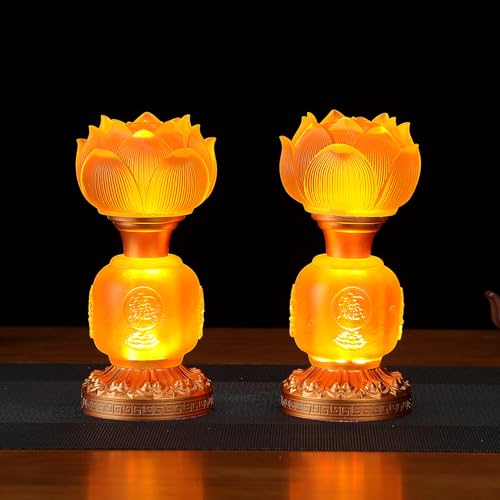 YeseeYe Lotus Buddhist Lamp - Buddha Lamp Light for Buddhist Occasions Supplies Meditation Buddhist Night-Light Desktop Home Decoration Figurine