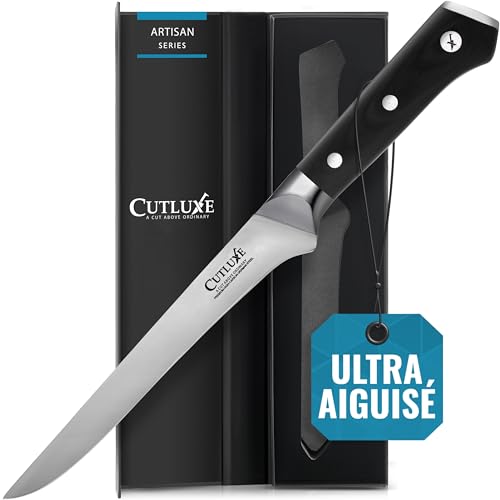 Cutluxe Couteau à Désosser - Couteau Désosseur 15cm - Lame Cuisine Professionnelle Acier Allemand à Forte Teneur en Carbone - Couteaux de Chef Professionnel Tang Complet - Série Artisan