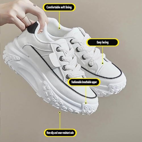 Women’s Lace-Up Platform Sneakers,Womens Platform Sneakers Chunky Non Slip Breathable Fashion Comfortable Leather Sneaker Non-Slip Casual Stylish Running Shopping Walking Sports Shoes3
