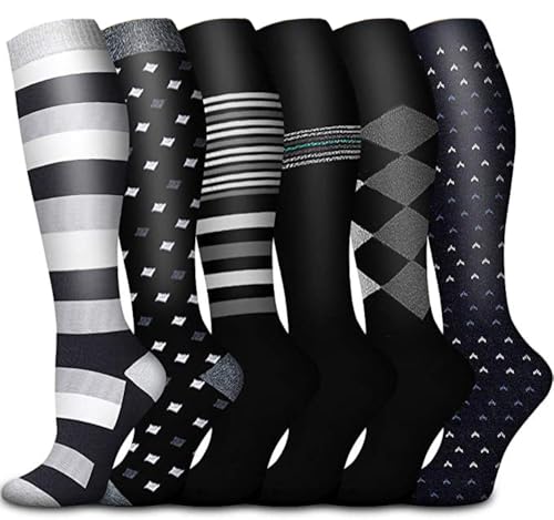 6 Pairs Compression Socks for Women Men 15-20 mmhg Knee High, Womens Compression Socks Compression Stockings for Women Men