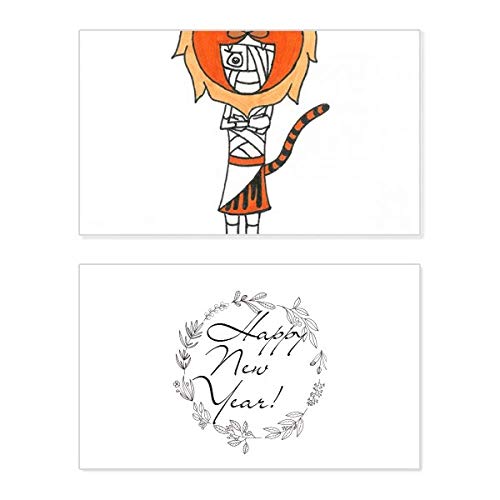 Tarjeta de felicitación egipcia Mummy Horus Tiger Hat para el año nuevo