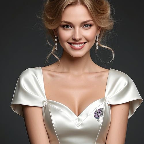 Image of Rhinestone Flower Brooches for Women Enamel Floral Brooch Lapel Pins for Mom Wife Elegant Dress Accessories Mother's Day Jewelry Gifts