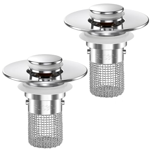 Comparison: Best Removable Stainless Steel Strainer 2 2PCS Sink Stopper Hair Catcher, Pop-up Sink Drain Strainer with Removable Stainless Steel Strainer Basket Hair Catcher, Bathroom Sink Strainer for Bathroom Sink Stopper Replacement