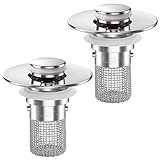 2PCS Sink Stopper Hair Catcher, Pop-up Sink Drain Strainer with Removable Stainless Steel Strainer Basket Hair Catcher, Bathroom Sink Strainer for Bathroom Sink Stopper Replacement