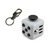 Grey/Black Fidget Cube Relieves Stress And Anxiety for Children and Adults With KeyChain