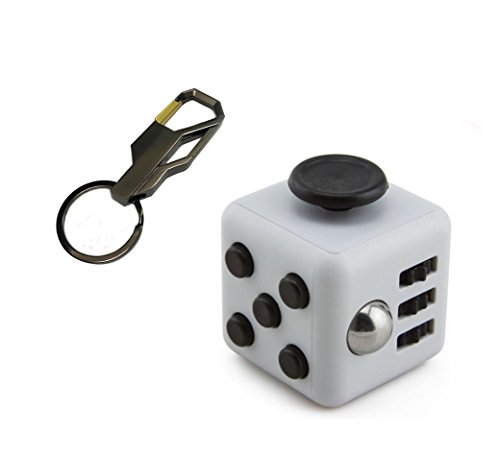 Grey/Black Fidget Cube Relieves Stress And Anxiety for Children and Adults With KeyChain
