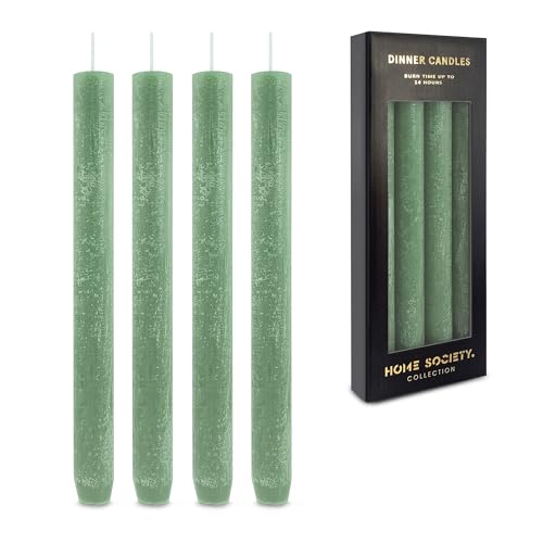 Grüne Stabkerzen 4er Set – 25,5 cm x 2,3 cm, durchgefärbte Dinner-...