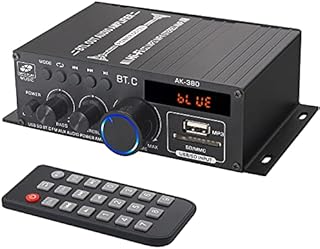 LiNKFOR Stereo Audio Power Amplifier with Bluetooth 5.0 Receiver 40W x 2 Wireless Audio Amplifier Support Multi Inputs with LCD Display Remote Control Bluetooth Stereo Amplifiers with Power Supply