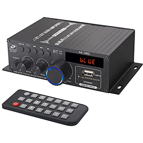 ♫ 【Mini Amplificatore di Potenza Audio】Questo Amplificatore di Potenza Audio Stereo con Qualità del Prodotto Compatto e Potente, che Fornisce una Connessione Stabile di Alta Qualità, Potenza Nominale 40 W + 40 W, Impedenza è 4-16 Ω, Adatto per il tuo Sistema Audio Acustico Home Theater o la Tua Auto. (Include Alimentatore 12V 5A)
