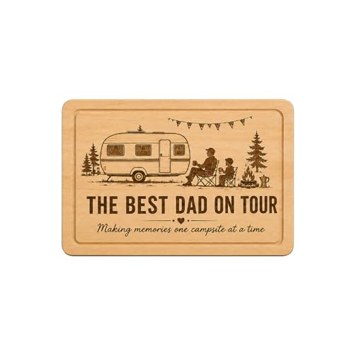 Bamboo Camping Chopping Board Wood The Best Dad On Tour Campervan Gifts Unique Caravan Gifts For Men Funny Daddy Birthday Gifts From Daughter Or Son 30x20cm