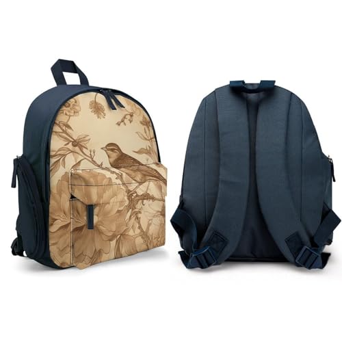 A Bird in The Field Backpack Small Book Bag with Side Pocket, Lightweight Durable Backpack, Travel Rucksack, Blue-style4