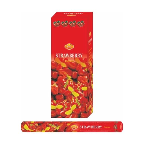 Aromasenses | Encens Fraise Hexagonal Sac | Boîte de 6 Paquets de 20 Bâtonnets