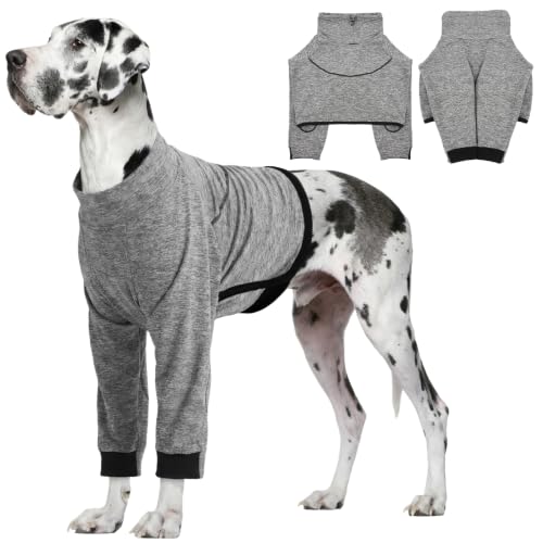 IECOii Giant Dog Recovery Shirt to Prevent Licking & Scratching, Grey 4XL | Designed for Post-Surgery Recovery, Help Protect Sensitive Areas while Providing a Secure Fit and All-Day Comfort.