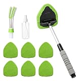 Pulitore Parabrezza Auto,Strumento Pulizia Parabrezza con Manico Scomponibile + 6 Panni in Microfibra + 1 Flaconi Spray + 1 Spazzola Pulizia Condizionatore - Kit Pulizia-Auto