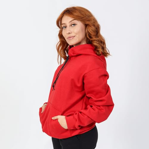 Blusa Moletom Feminina Bolso Canguru com Capuz Algodão Flanelada Lisa sem Estampa Unissex (BR, Alfa,