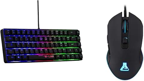 The G-Lab Keyz Hydrogen, Clavier Gamer 60%, Clavier Semi-mécanique Filaire Azerty & Kult Helium Souris Gamer Filaire USB - Capteur Optique 800 à 3200 DPI