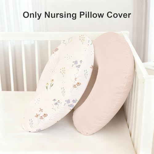 Image of Little Grape Land Nursing Pillow Covers 2 Pack, Soft & Breathable Removable Breastfeeding Pillows Covers for Feeding Pillows, Nursing Pillow Slipcover for Baby Girls Boys, (Wilderberry)