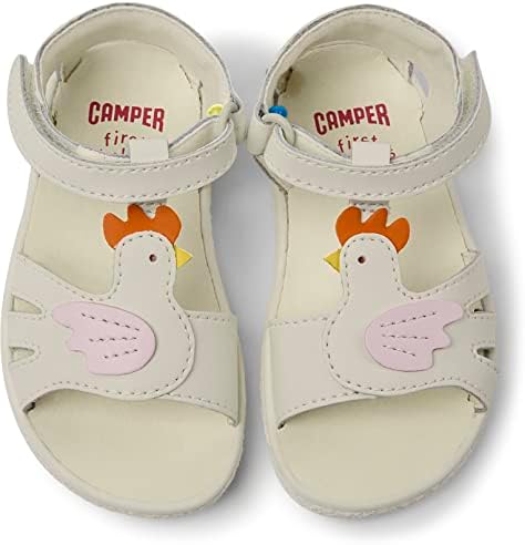 Camper Kids Girls T-Bar Flat Sandal, White Natural, 9 Toddler | Image 2