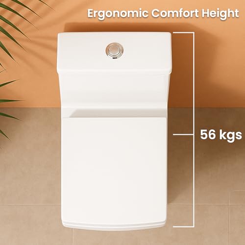 Image of KrissKross Western Floor Mounted One-Piece Water Closet Ceramic Western Toilet /Commode for Toilet with Soft Close Seat Cover For Lavatory, Toilets S-Trap Outlet Is From Floor,White