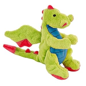 goDog Bubble Plush Dragons Squeaky Dog Toy, Chew Guard Technology – Green, Small