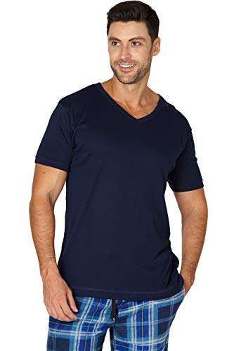 INTIMO Mens Short Sleeve Pima Cotton V Neck Top