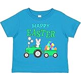 inktastic Happy Easter Bunny and Tractor Toddler T-Shirt 2T Turquoise 34082