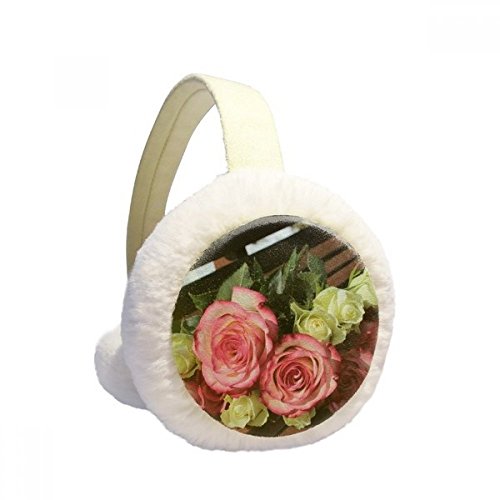 Orejeras de invierno de felpa plegables para evitar oídos fríos con diseño de flores hermosas