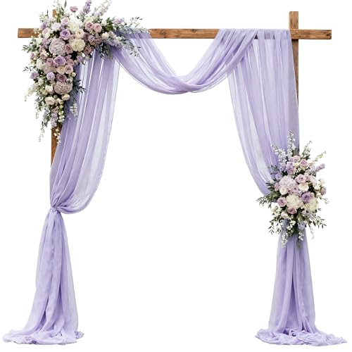 Jevix Wedding Arch Draping Fabric 29" x 18 FT Lavender Sheer Chiffon Outdoor Curtain Drapes for Wedding Birthday Party Ceremony Decor(1 Panel, Lavender)