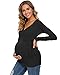 Produktbild Love2Mi Damen Stillshirt Langarm Umstandsshirt Umstandsmode V-Neck Schwangere Nursing Tops, Schwarz, M