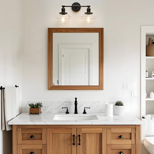 Image of Pathson 2 Lights Bathroom Sconces Hardwired Wall Sconce Lamp, Modern Wall Vanity Lights Clear Glass, Indoor Wall Painting Light Fixtures for Living Room Bedroom