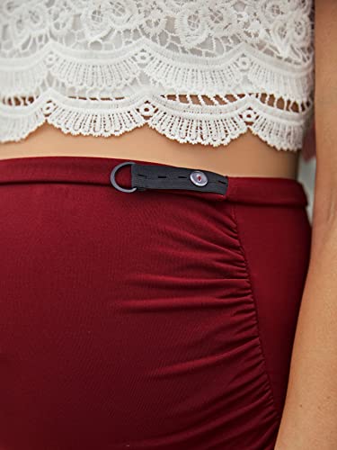 Floerns Women's Solid Maternity High Waist Ruched Bodycon Mini Skirt Burgundy M #TOP4