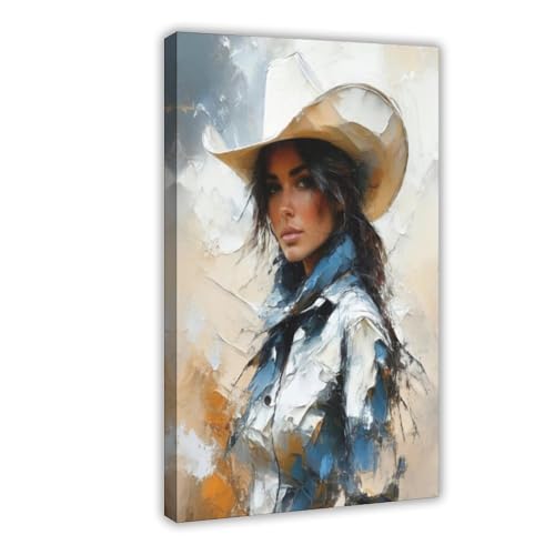 Peinture abstrait de cowgirl déco murale pour sublimer votre chambre à coucher