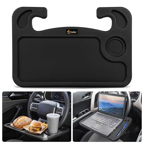 Image of EcoNour Steering Wheel Desk for Ford F150 2015-2018 2019 2020 2-in-1 Car Tray Table Laptop Car Mount with Pen Holder Food Tray for Eating with Drinks Holder Multipurpose Travel Car Accessories